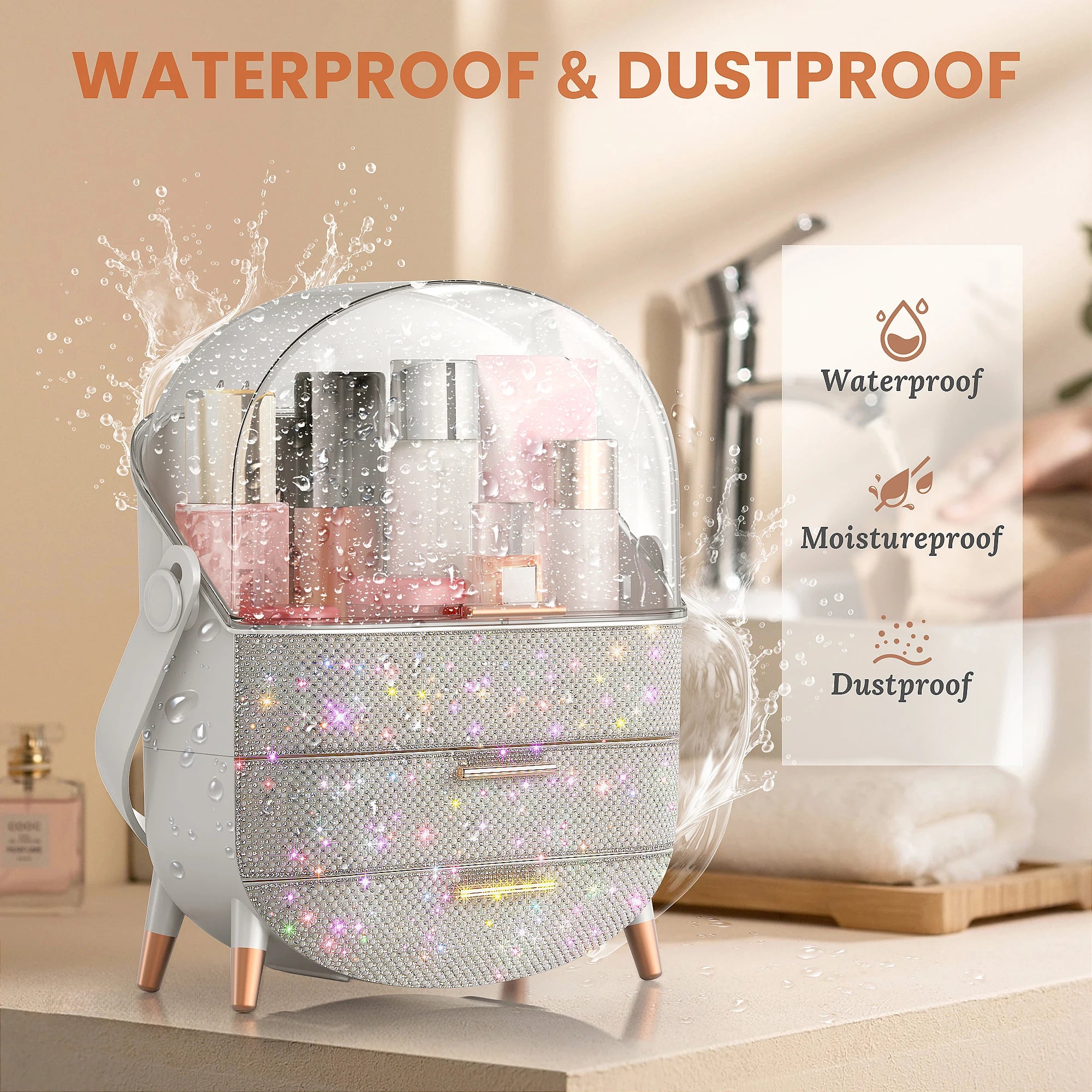 Compact Makeup Organizer - Spacious Storage for Eyeshadow, Skincare & More - Perfect for Bedrooms, Dorms, and Travel - Keeps Cos