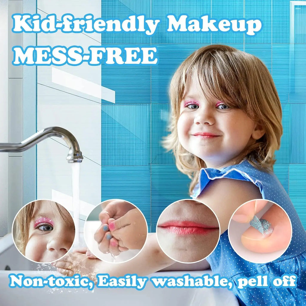 Kids Makeup Kit for Girls, Washable Real Makeup Set for Little Girls, Princess Frozen Toys for Girls Toys