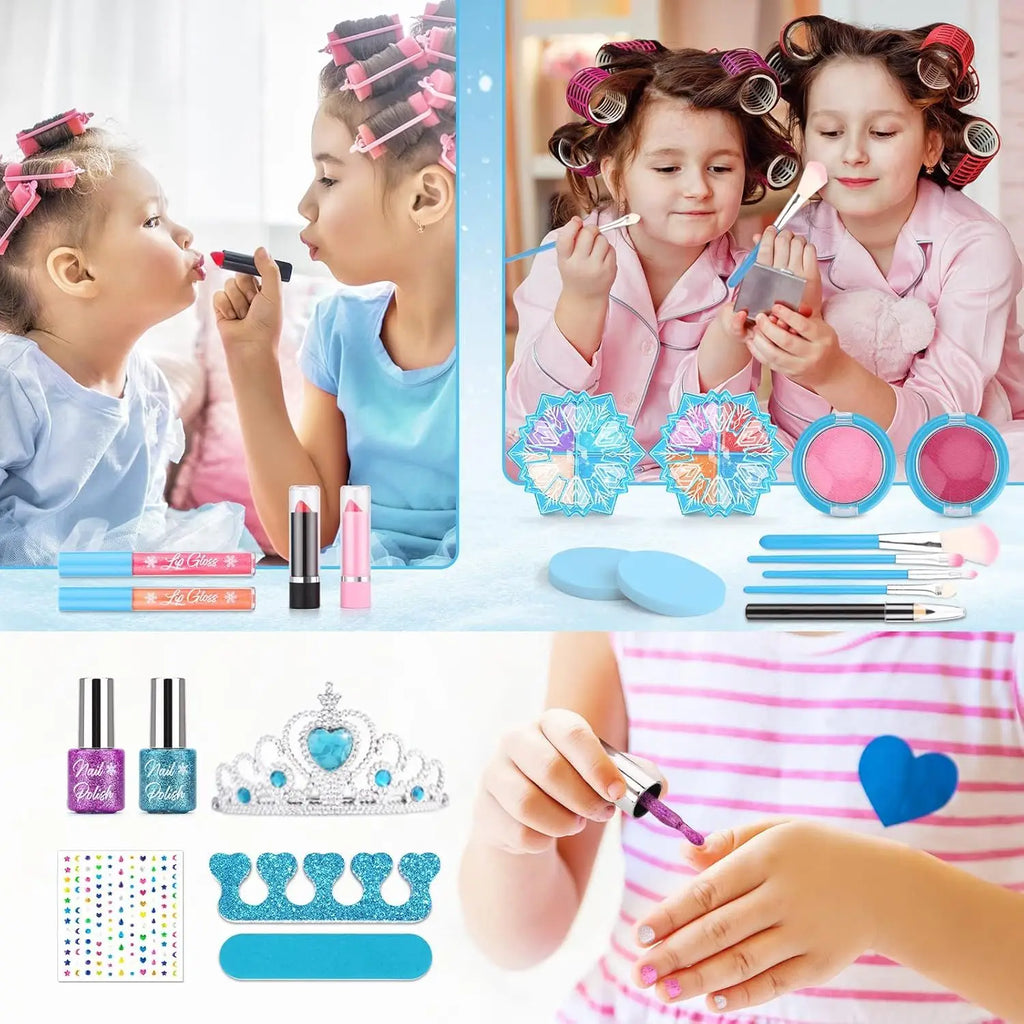 Kids Makeup Kit for Girls, Washable Real Makeup Set for Little Girls, Princess Frozen Toys for Girls Toys