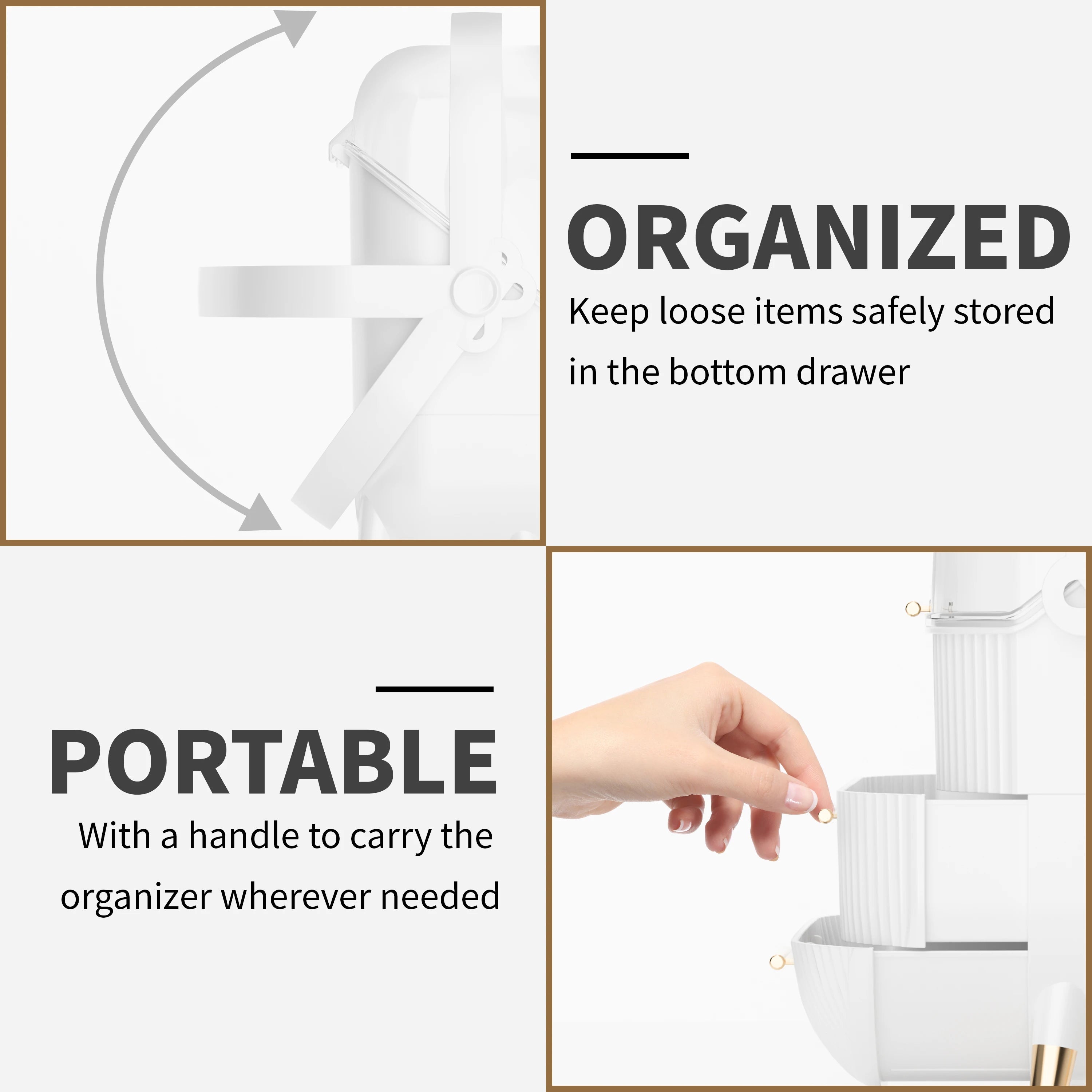 Compact Makeup Organizer - Spacious Storage for Eyeshadow, Skincare & More - Perfect for Bedrooms, Dorms, and Travel - Keeps Cos