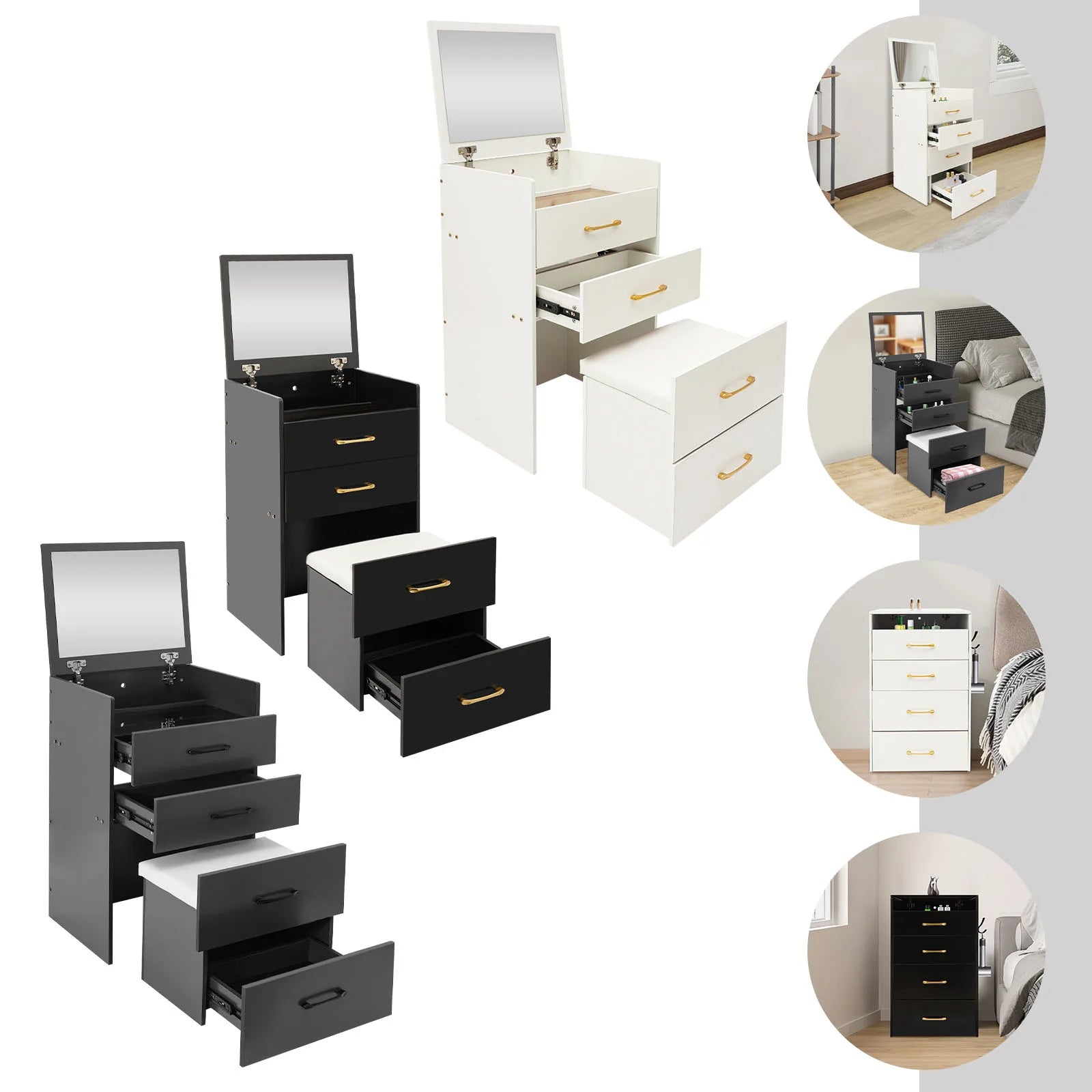 Makeup Desk With Mirror Compact Dressing Table Small Make Up Table For Home Bedrooms, Dressing Rooms 50*40*90cm