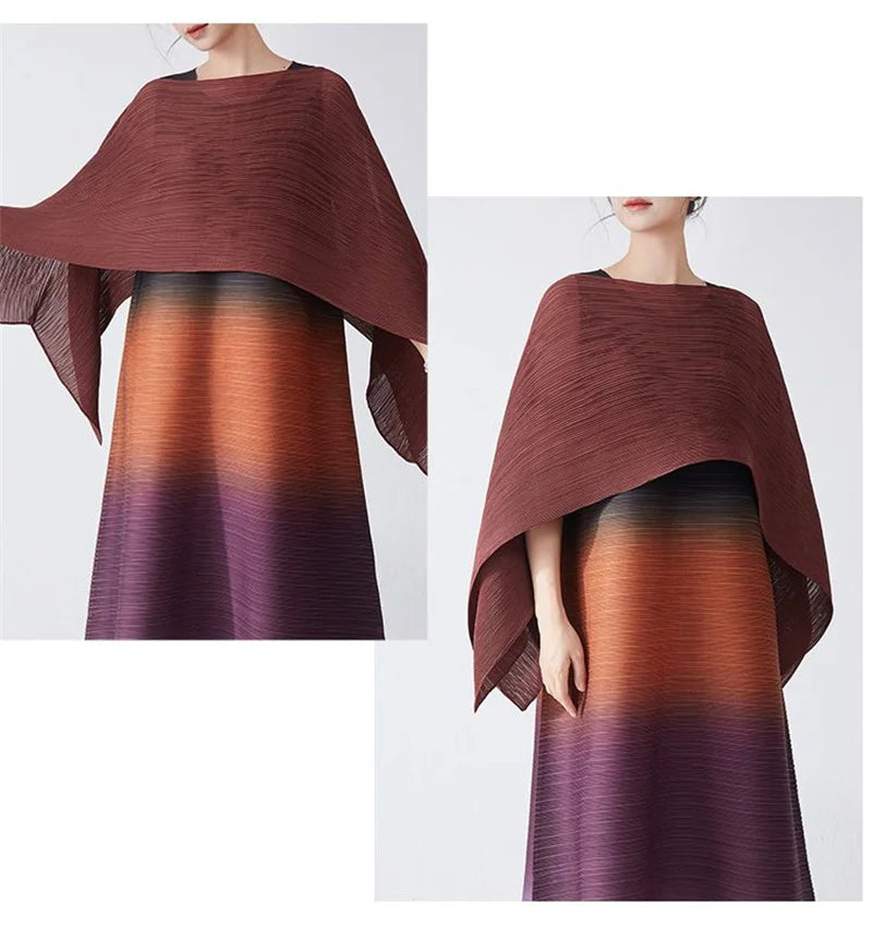 Womens Dresses Evening Dresses Ladies' Lssey Miyake Dress's High Sense Wear 2025 New Gradient Sleeveless Loose Long Dress Tide