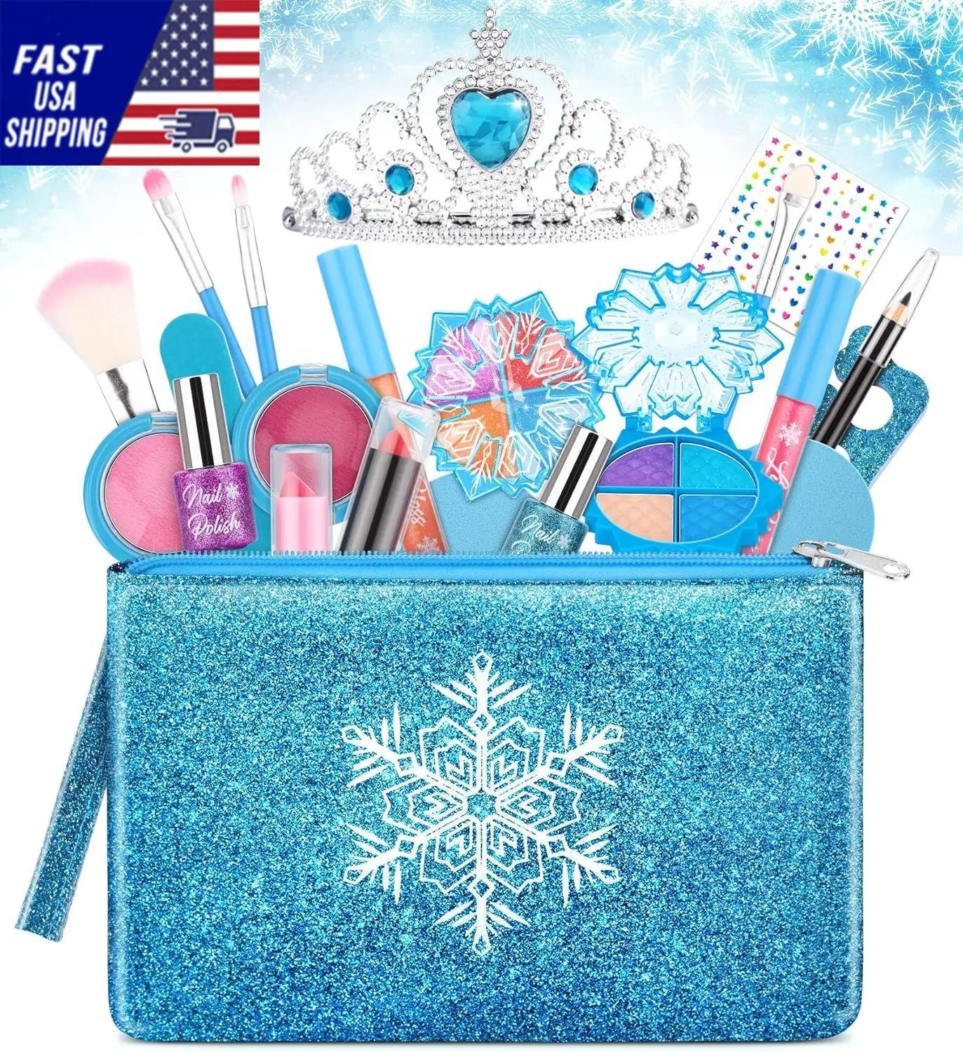Kids Makeup Kit for Girls, Washable Real Makeup Set for Little Girls, Princess Frozen Toys for Girls Toys