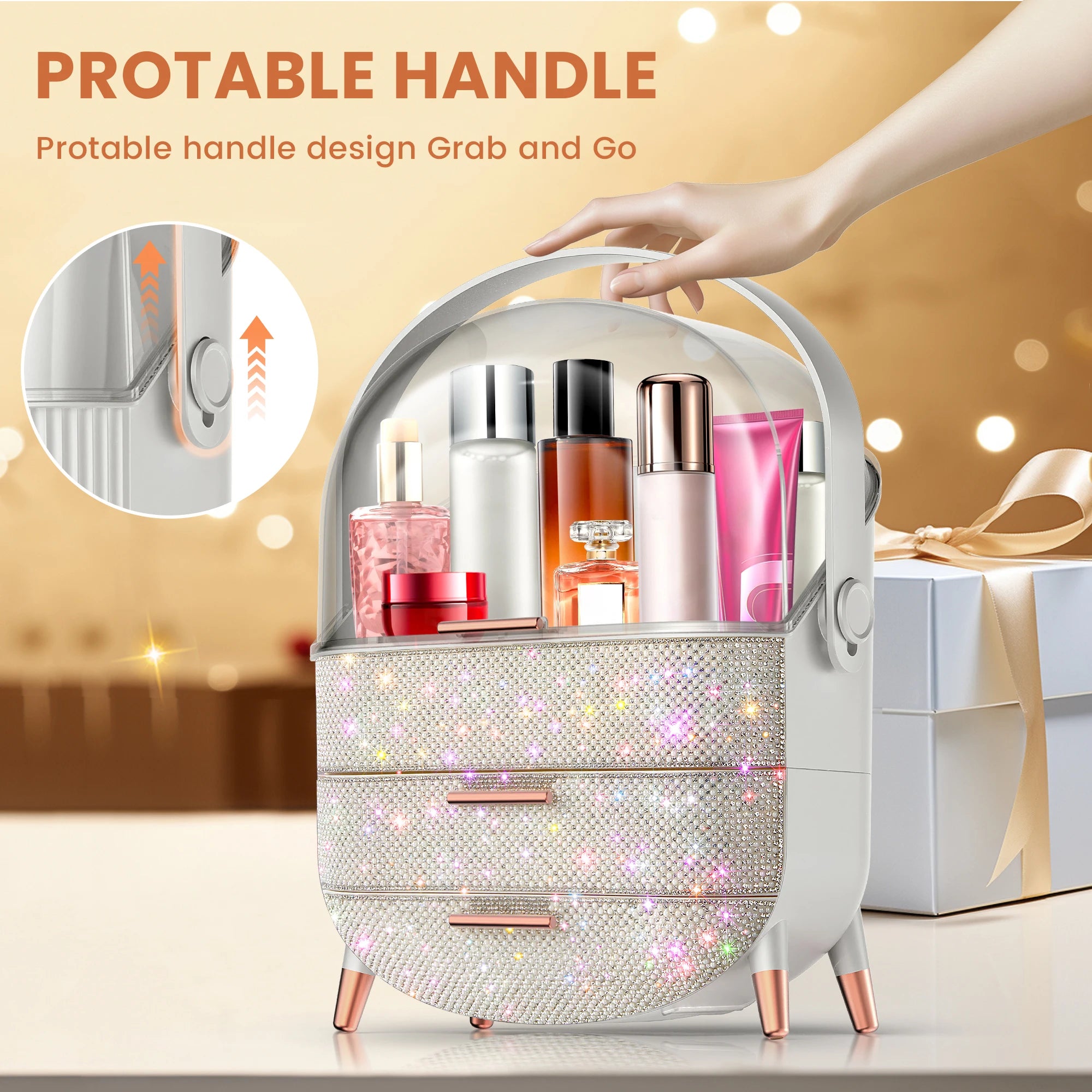 Compact Makeup Organizer - Spacious Storage for Eyeshadow, Skincare & More - Perfect for Bedrooms, Dorms, and Travel - Keeps Cos