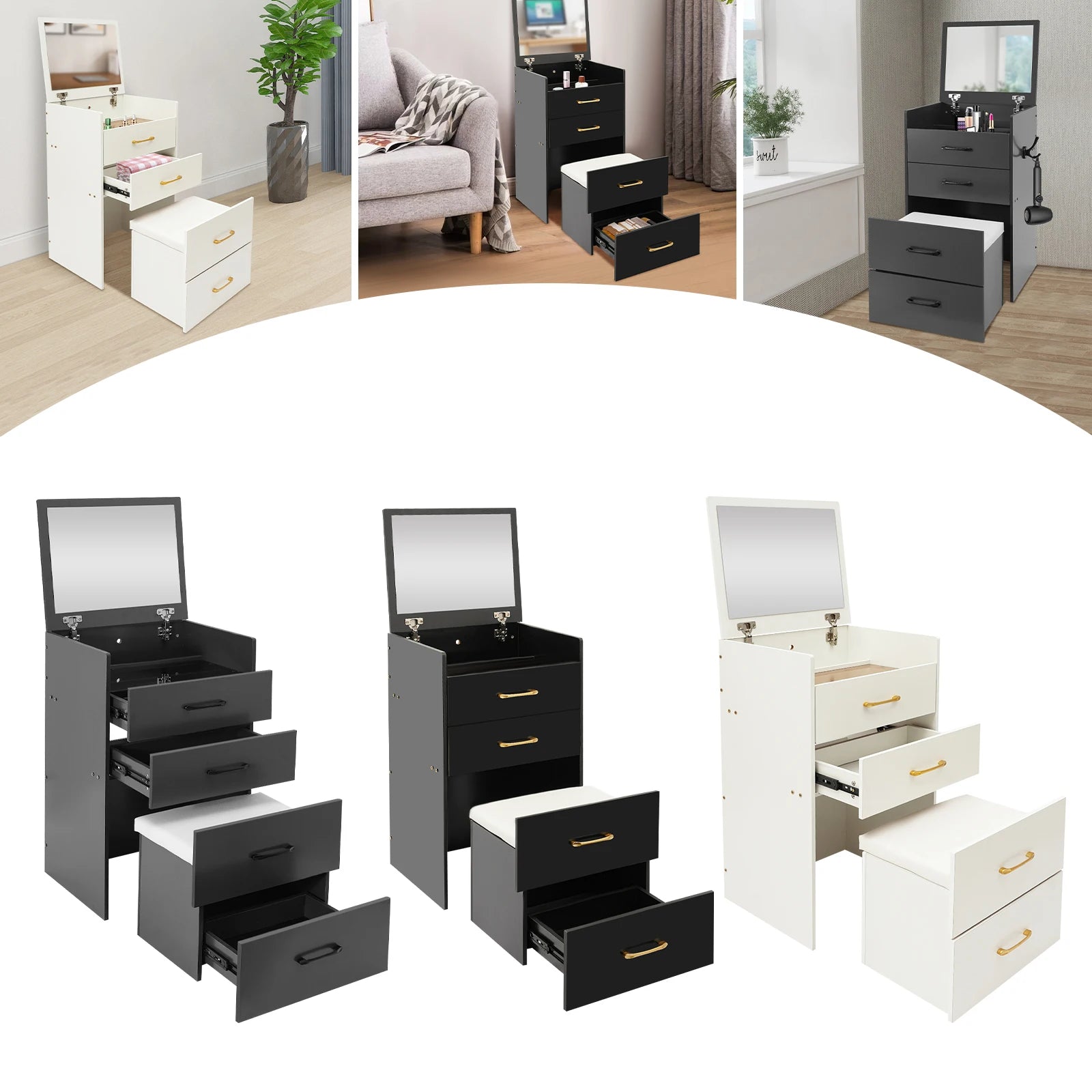 Makeup Desk With Mirror Compact Dressing Table Small Make Up Table For Home Bedrooms, Dressing Rooms 50*40*90cm