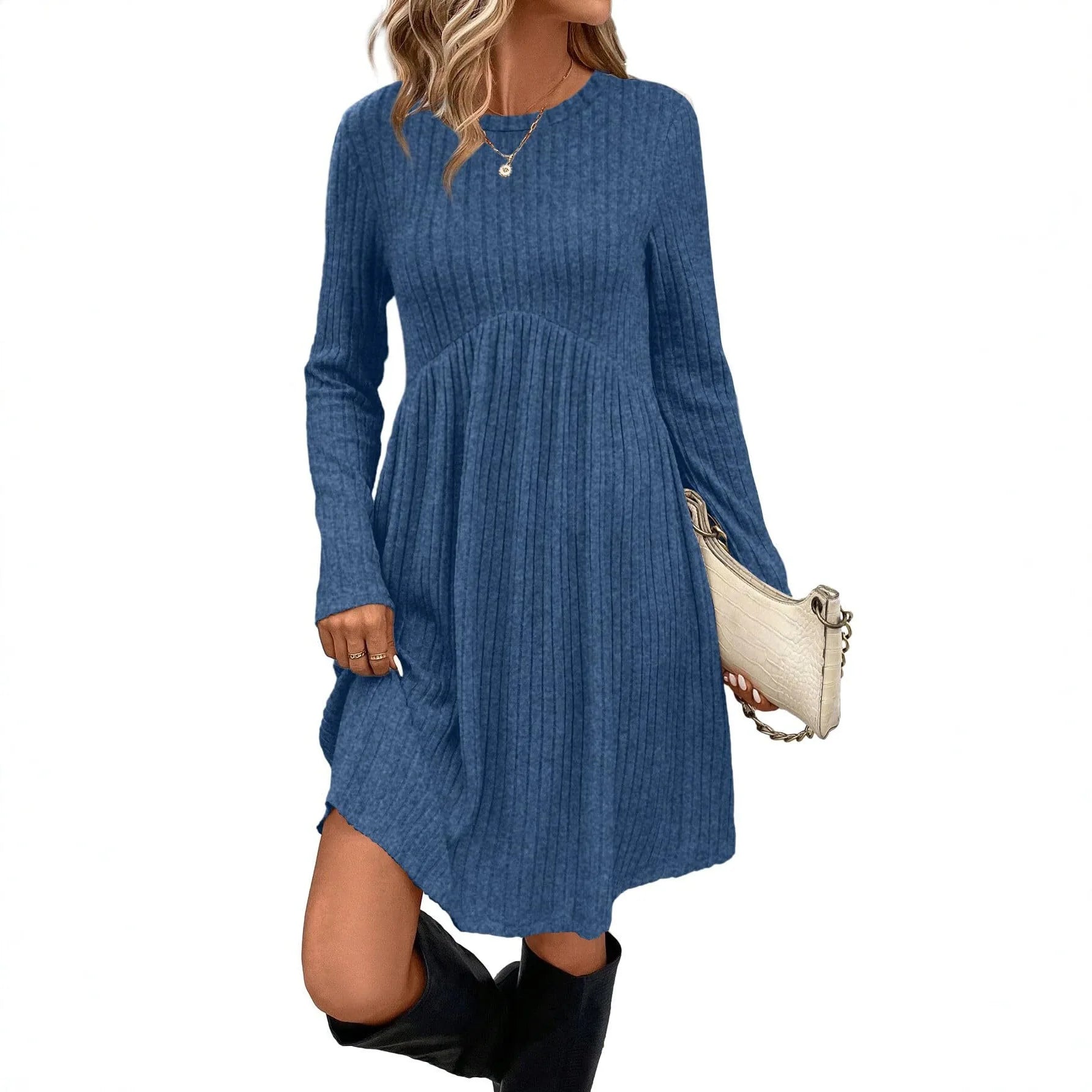 Dresses 2025 Woman Knitted Dress Slim Solid Color Simple Style Vestidos Long Sleeves All-match Casual Elegant Temperament Trendy