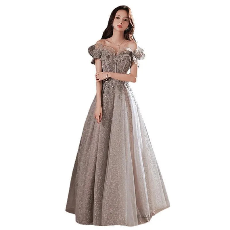 Banquet Evening Dress for Women New Style Spring and Summer One Shoulder Elegant Annual Meeting Host Fairy Style Birthday Dress