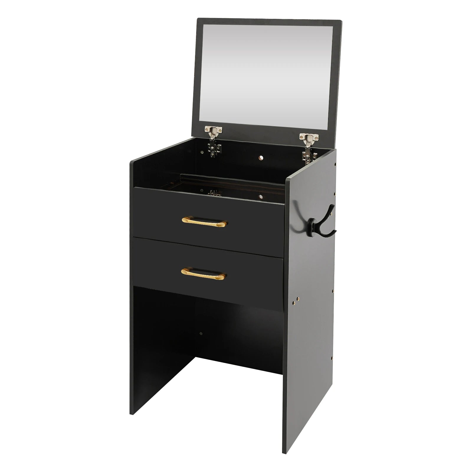 Black/White Makeup Desk with Mirror Compact Dressing Table 3-in-1 Design Small Make Up Table