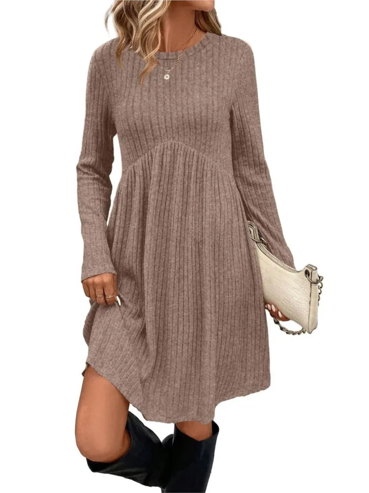 Dresses 2025 Woman Knitted Dress Slim Solid Color Simple Style Vestidos Long Sleeves All-match Casual Elegant Temperament Trendy